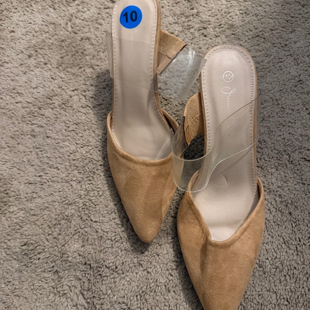 Suede texture open back heel
